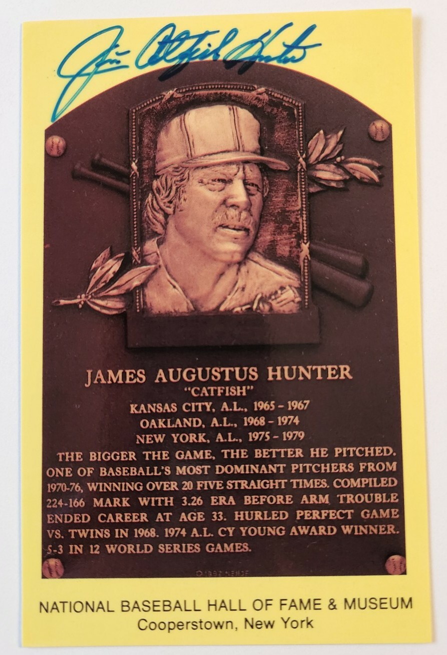 Catfish Hunter Autographed Signed Auto HOF Plaque Postcard Oakland A's Yankees eBay