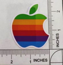 Retro 80s 90s Apple Macintosh Mac Rainbow Glossy Logo Decal Sticker 2.5"x2"