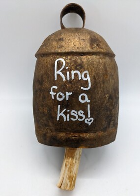 Wedding Bell Hanging Bell Large, Ring For a Kiss  aged to perfection good luck