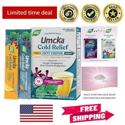 Umcka Day & Night ColdCare - Convenient 12 Pack Hot Drink Mix for All Ages
