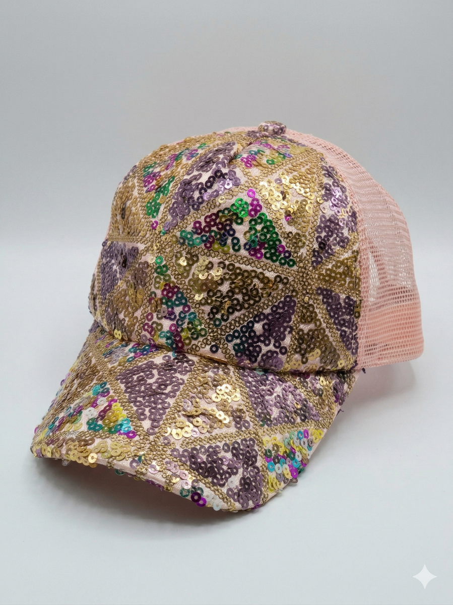 Glam Sequin Trucker Hat – Reversible Sparkle Design Reversible Sequin Glam Cap - Glam Pillows main image 2
