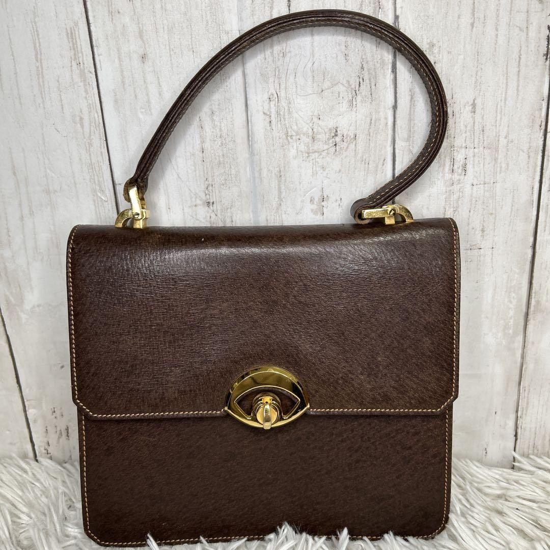 Vintage GUCCI Leather Turnlock Handbag in Rich Brown #PC9FZR