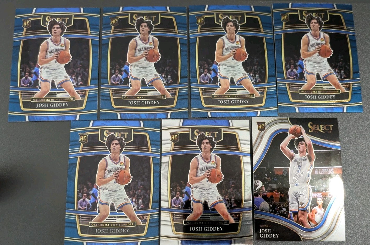 Josh Giddey 2021-22 Panini Select 7-RCs #58 & 256 Courtside Chicago Bulls Rookie