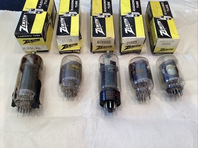 5 Audio Tubes Zenith, 26LX6, 10JA5, 6CD6GA, 21HB5, RCA 21HB5 Unknow condition