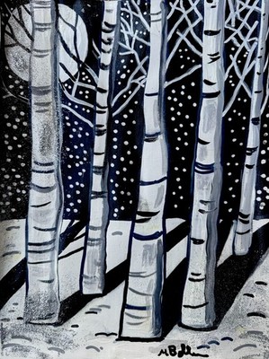 Black And White Forest Acrylic On Flat Canvas Framed By MBollen