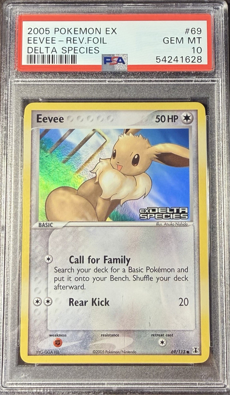 2005 Pokémon EX Delta Species 69 Eevee Reverse PSA 10 Gem Mint