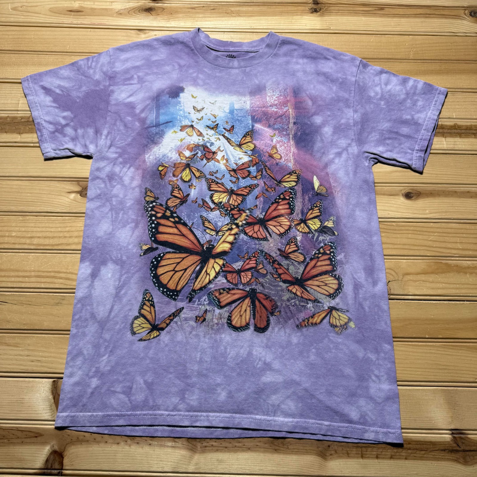 Vintage Y2K Monarch Butterfly Hippie Fairycore Nature Tie Dye Shirt Size Medium