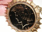 Antique GT 1922 LADY LIBERTY PEACE DOLLAR COIN Sterling Case-GF Chain NECKLACE — photo 2