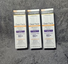 3x Neutrogena Clear Face SPF 60 Face Serum Sunscreen, 1.7 oz 50 mL Each