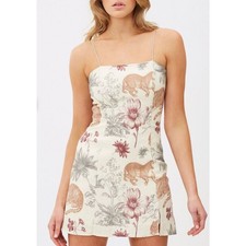 Charlie Holiday. Animal Instinct Mini Dress US 4 Tropical Jungle Linen Blend