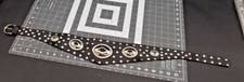Black Leather Western Style Concho Belt featuring Large Metal Medalionsand Studd