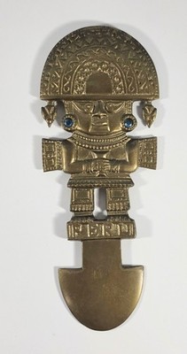 Vtg Brass Peru Peruvian Inca Tumi Ceremonial Hanging Wall Art 10.5'' A30