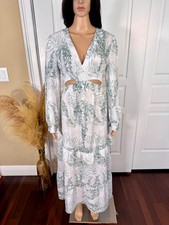 SHEIN LEAF PRINT CUTOUT LONG SLEEVE MAXI DRESS SIZE SMALL - NWOT