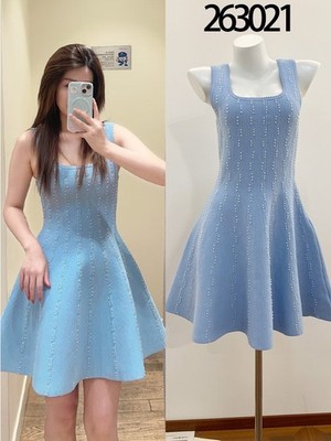   AUTHENTIC Sandro Women Round Neck Sleeveless Knitted Pearl Straps Dress SML