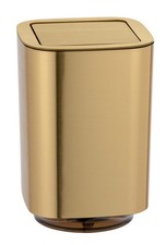 WENKO Auron Gold Cosmetic Bin with Swing Lid 5.5 L Plastic 17.2 x 25.5 x 17.2 cm
