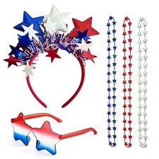 Costume Headwear Accessories 4th of July Star Shape Headband Set Red White Blue