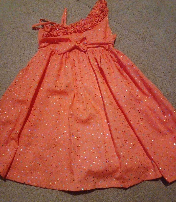 bonnie jean girls dress 6x Peach/orange With Eyelet & Sparkles