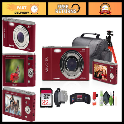 44MP 2.7K Quad HD Digital Camera Bundle - 32GB Card, Vlogging Tripod & More