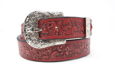 HandTooled Skull Belt, 1.5    Hand Painted Belt with Removable Western Buckle
