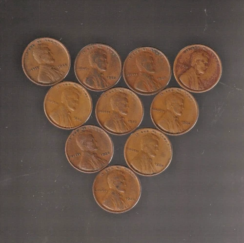 1920    - lot  of  10 at WHOLESALE -  FINE  LINCOLN  CENTS  /  RS COINS #18L