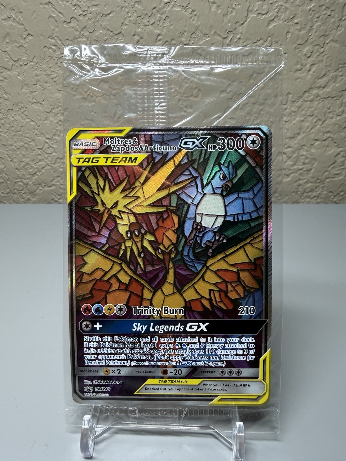2019 Pokémon Moltres Zapdos Articuno GX #SM210 Stained Glass Promo Sealed