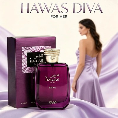 Rasasi Hawas Diva For Her EDP 100ml 3.4oz Women's Floral Fruity Woody Perfume