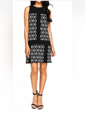 NWT Karen Kane Black & White Ikat Print Shift Dress Medium
