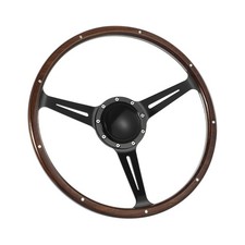 Flashpower 16" Classic 9 bolts Steering Wheel Black Anodized Spoke 9 Rivets w...