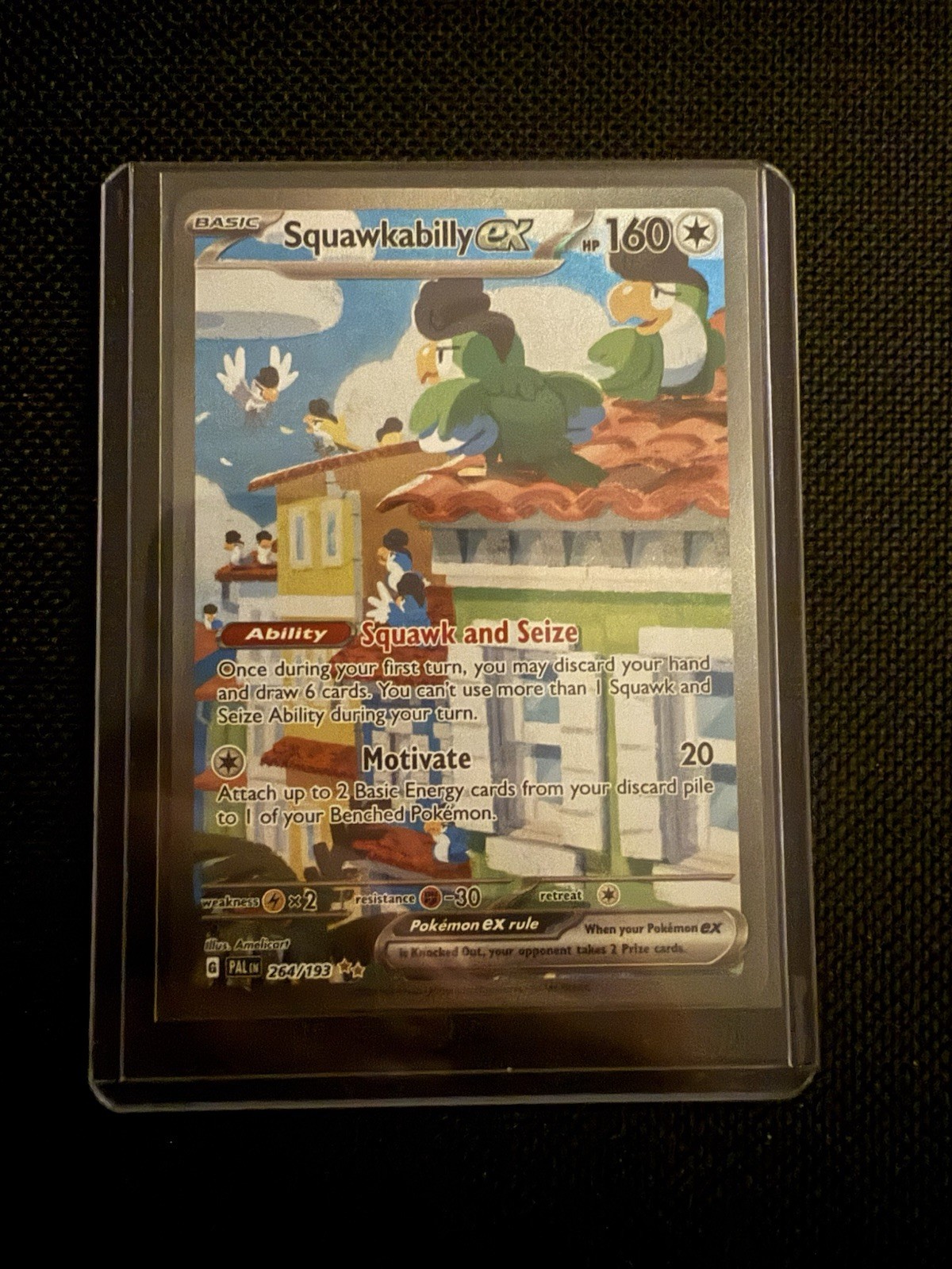 Pokémon Squawkabilly EX TCG Illustration Rare Card 264/193 Sv02: Paldea Evolved