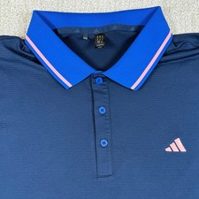 Adidas Mens XL Navy Blue Performance Short Sleeve Golf Polo Shirt