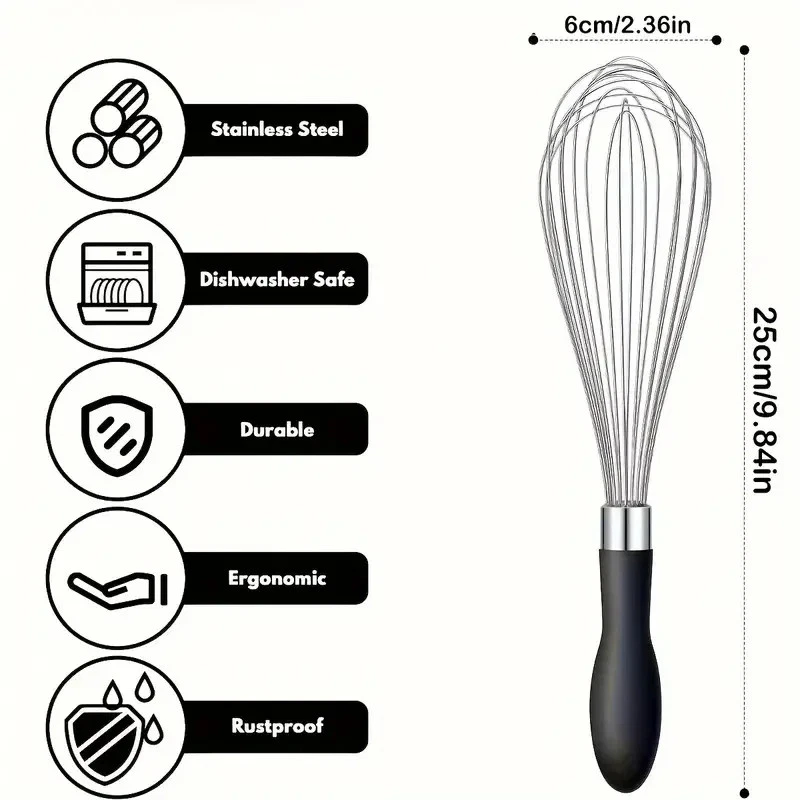 1pc Premium Stainless Steel Whisk - Ergonomic Soft-Grip Silicone Handle, Extra-T
Opens in a new wind
