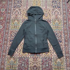 Lululemon Scuba Full Zip Hoodie Black Women Athletic Jacket Thumbholes Logo S-M