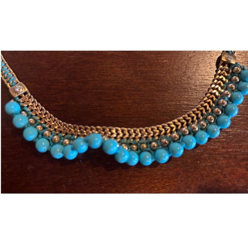 Henri Bendel Gold-Tone & Turquoise Bead Statement Necklace 18 ...