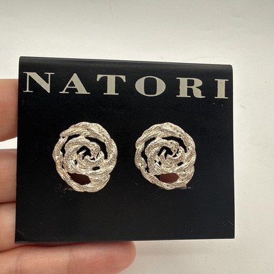 Vintage NATORI  Natori Textured Swirl Rose Stud Clip On Earrings From Filenes