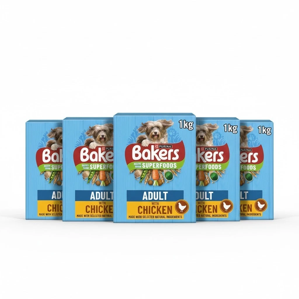 5 Pack BAKERS Superfoods Adult Dog Food Chicken & Vegetables - 5 x 1kg 5kg Total