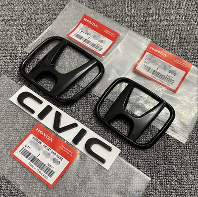#ad #ad 3PCS Fit For HONDA Civic 2016 2021 Front Rear Emblem H CIVIC Badge Glossy Black $24.98