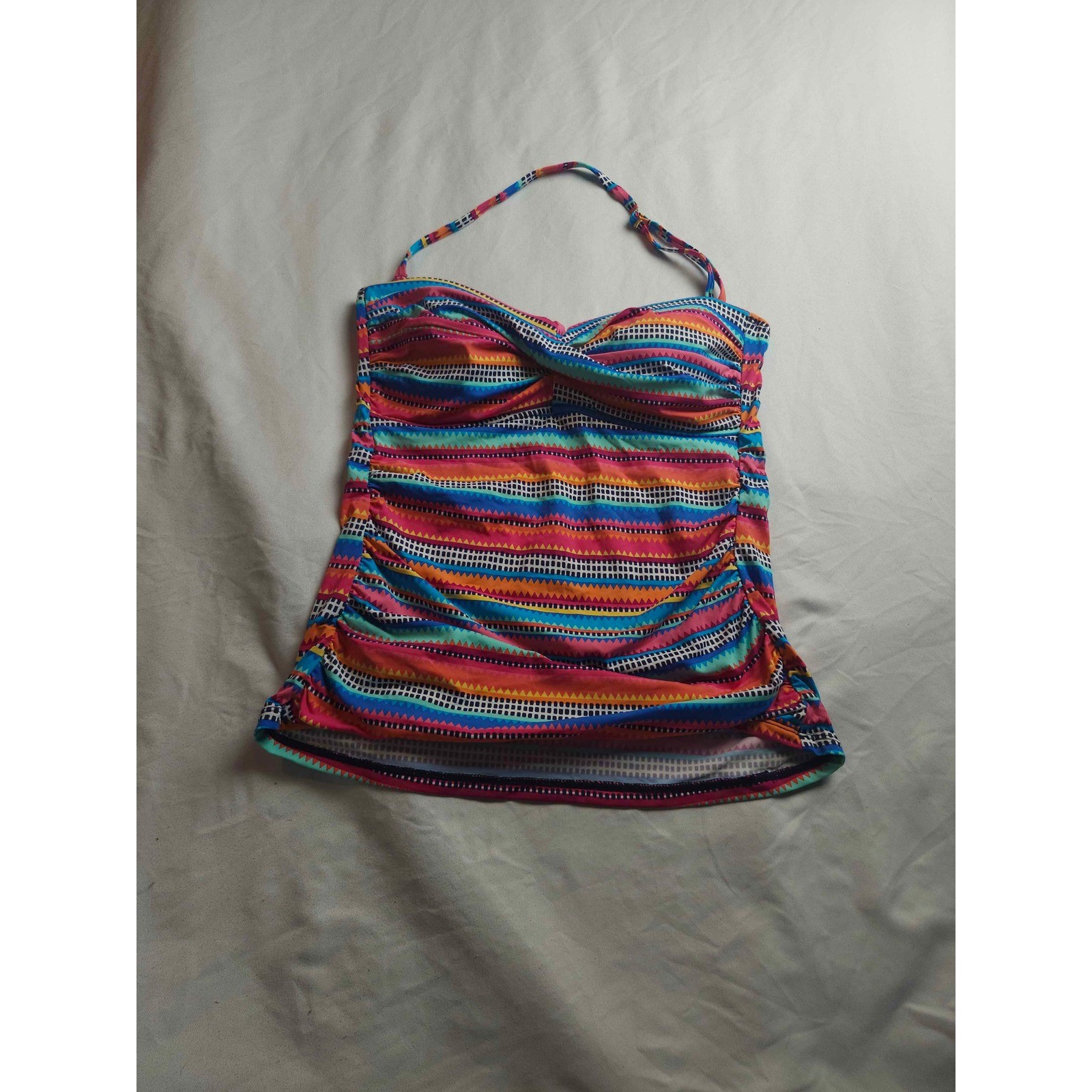 Anne Cole Signature Womens Multi Color Geometric Stripe Tank Top Medium