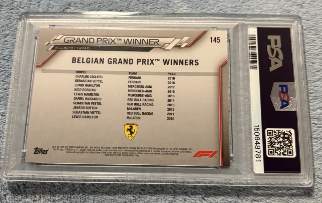 CHARLES LECLERC Ferrari 2020 Topps Chrome F1 SAPPHIRE EDT. #145 PSA 10 GM 🔴⭐️🏁 view 4