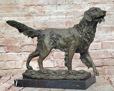 HUGE BRONZE LABRADOR GOLDEN RETRIEVER HUNTING DOG STATUE SCULPTURE DECOR GIFT