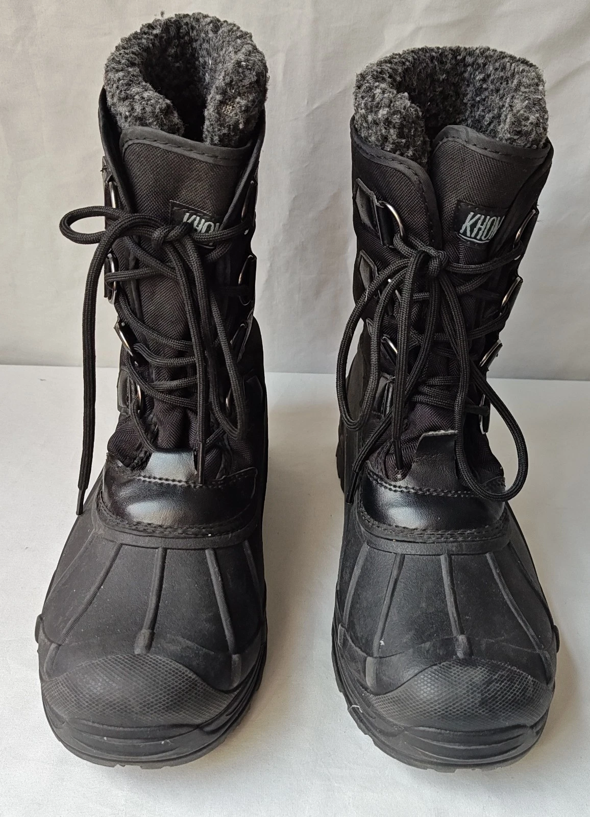 khombu Winters Snow boots Mens Size 9 Black Faux Fur Lined Lace Up ~ Used