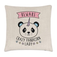 Beware VerrüCkte Pandicorn Damen Leinen Kissenbezug - Panda Einhorn Lustig
