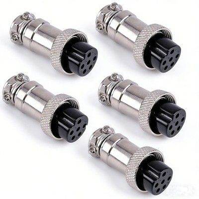 5PCS 6 Pin Female Chassis Microphone Connector Kit for Ham Radio Circular Panel