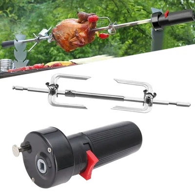 MARKENLOS DE Elektrischer Grillspieß Grillmotor Set Drehspieß Grill Rotisserie BBQ Spieß