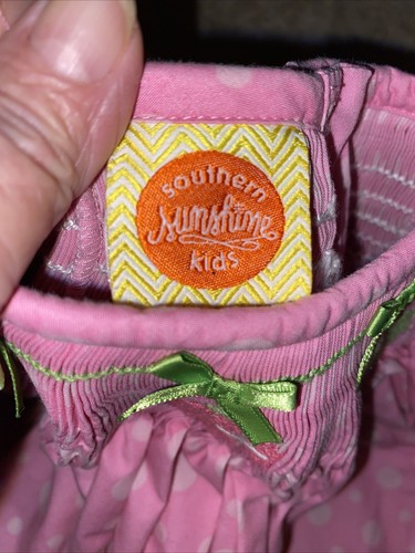 SMOCKED INFANT 9M CHRISTMAS DRESS PINK ORNAMENTS SOUTHERN SUNSHINE BRAND - Picture 5 of 6