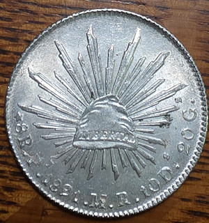 1891 Pi MR San Luis Potosi Mexico 8 Reales Silver Coin Cap And Rays AU JBtr19