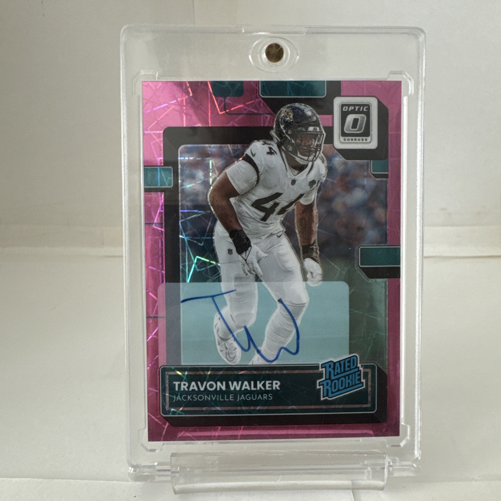 2022 Donruss Optic Rated Pink Velocity Prizm /50 Travon Walker Rookie Auto RC
