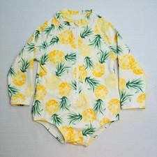 Janie and Jack Girls Pineapple Rash Guard One Piece Swimsuit Yellow 18-24 Months