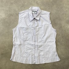 Columbia Shirt Womens Large Sleeveless Outdoor Button-Up, Lilac White