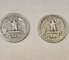 Washington Quarters Silver 1941 and 1945 Set of 2 Circulated Coins