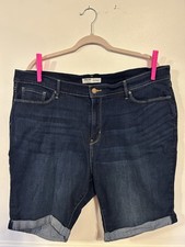 Signature by Levi Strauss Bermuda Shorts Sz 22 Dark Indigo Wash Cuffed